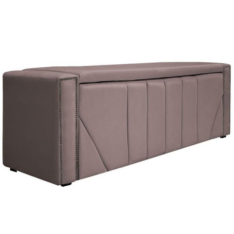 Calçadeira Baú Queen 160 Cm Para Cama Box Linho Rosê