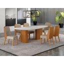 Ver imagem 1 de Conjunto Jantar 6 Cadeiras Maciça 2x1 Vdo Iza - Arbo Design- Cinamomo Off White Linho Bege