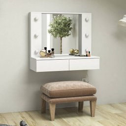 Penteadeira de Parede com Espelho 2 Gavetas Arujá Politorno - 1