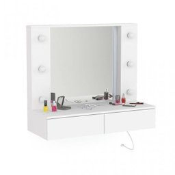 Penteadeira de Parede com Espelho 2 Gavetas Arujá Politorno - 4