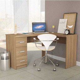 Mesa para Escritório Canto 3 Gavetas Fênix Politorno - 5