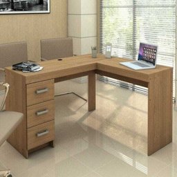 Mesa para Escritório Canto 3 Gavetas Fênix Politorno - 1