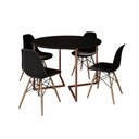 Ver imagem 2 de Mesa Jantar Industrial Redonda 110cm Preta Base V Cobre com 4 Cadeiras Eames Preta Base Madeira