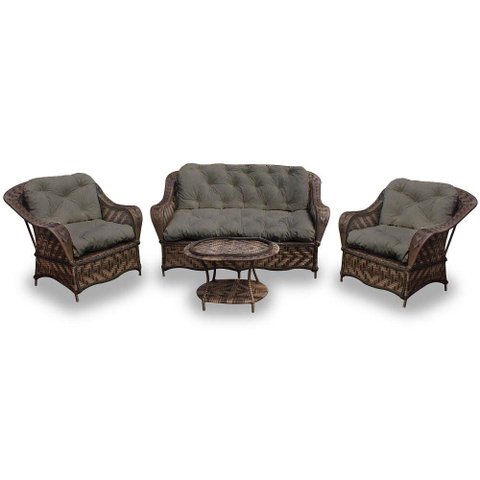 Conjunto de Sofá Fibra Sintética Naja - 1 Sofá 2 L + 2 Poltronas + 1 Mesa Centro - Tecido Duna Fendi