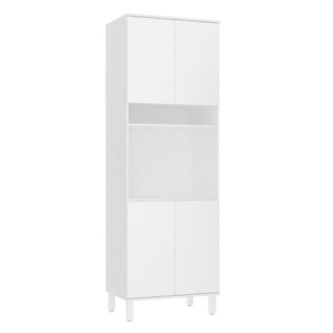 Paneleiro 70cm 4 Portas e 1 Nicho para Forno Microondas Dora Branco/branco Supremo