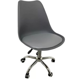 Cadeira de Escritório Eames Leda com Assento Pu Giratória:cinza