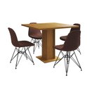 Ver imagem 6 de Mesa Jantar Londres Quadrada Canela 90cm 4 Cadeiras Eames Estofadas Caramelo Ferro Preto