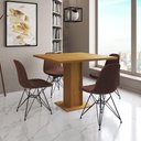 Ver imagem 1 de Mesa Jantar Londres Quadrada Canela 90cm 4 Cadeiras Eames Estofadas Caramelo Ferro Preto