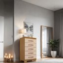 Ver imagem 1 de Cômoda Santos com 5 Gavetas 90x56 Carvalgo Americano Off White Edecasamoveis