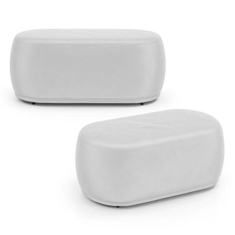 Kit 02 Puffs Decorativos Orgânicos Molly 02 Lugares Couríssimo Branco - Desk Design Cor Branco