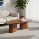 Ver imagem 1 de Mesa de Centro Redonda para Sala de Estar 120x35cm Ecos Base Madeira Maciça Imbuia