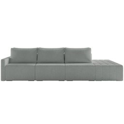 Sofá Ilha Modular com Puff para Sala Living 342cm Georgia K04 Bouclê Cinza - Mpozenato - 8