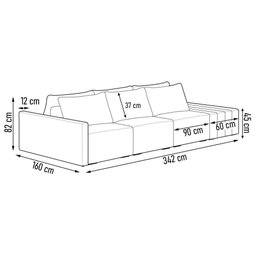 Sofá Ilha Modular com Puff para Sala Living 342cm Georgia K04 Bouclê Cinza - Mpozenato - 6