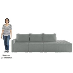 Sofá Ilha Modular com Puff para Sala Living 342cm Georgia K04 Bouclê Cinza - Mpozenato - 7