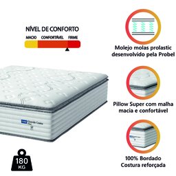 Colchão Casal Queen Molas Guarda Costas Max com Pillow 158x198x40cm Branco/cinza Probel - 3