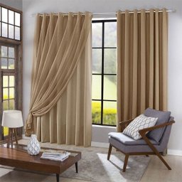Cortina Lucia 400x260 Mts Com Forro Corta Luz Caqui - 1