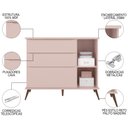 Ver imagem 4 de Jogo de Quarto Infantil Guarda Roupa e Cômoda 100% Mdf Melinda Rosê - Phoenix Phoenix Baby