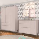 Ver imagem 2 de Jogo de Quarto Infantil Guarda Roupa e Cômoda 100% Mdf Melinda Rosê - Phoenix Phoenix Baby