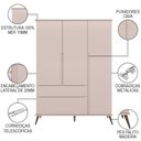 Ver imagem 3 de Jogo de Quarto Infantil Guarda Roupa e Cômoda 100% Mdf Melinda Rosê - Phoenix Phoenix Baby