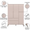 Ver imagem 3 de Jogo de Quarto Infantil Guarda Roupa e Cômoda 100% Mdf Melinda Rosê - Phoenix Phoenix Baby