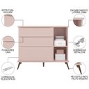 Ver imagem 4 de Jogo de Quarto Infantil Guarda Roupa e Cômoda 100% Mdf Melinda Rosê - Phoenix Phoenix Baby
