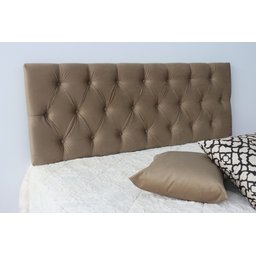 Cabeceira Estofada de Casal Na Cor Marrom Claro 140x50cm Os Botões Na Mesma Cor - Direto de Fábrica - 2
