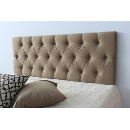 Cabeceira Estofada de Casal Na Cor Marrom Claro 140x50cm Os Botões Na Mesma Cor - Direto de Fábrica - 1