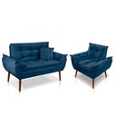 Ver imagem 1 de Kit 01 Poltrona Opala + 01 Namoradeira Opala + 02 Almofadas Suede Azul Marinho