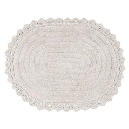Tapete de Banheiro Algodão Oval Crochê Vizapi Ellora 50x70cm Gris - 1