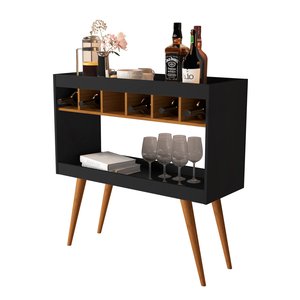 Adega Aparador Buffet Nicho Bebidas Vinho Alto Padrão Retro:preto / Nature