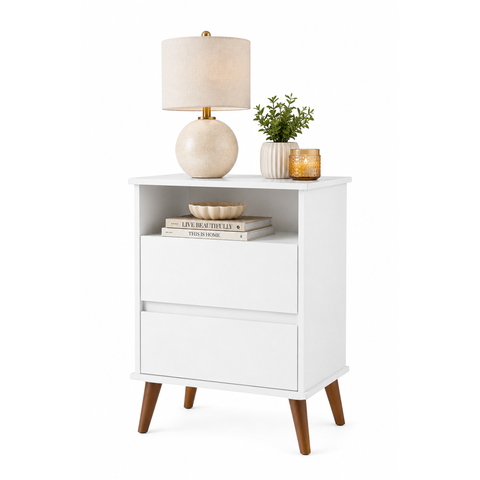 Mesa Cabeceira Onix Cor:Branco Mizza Decor