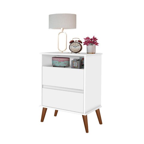 Mesa Cabeceira Onix Cor:branco Mizza Decor