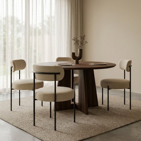 Cadeira Sala de Jantar Margara Kit 4 Base em Aço Preto Linho D03 - D'Rossi