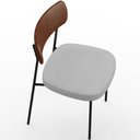 Ver imagem 3 de Cadeira Decorativa para Sala de Jantar Melina L02 Couríssimo Marrom Linho Cinza - Lyam Decor