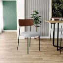 Ver imagem 2 de Cadeira Decorativa para Sala de Jantar Melina L02 Couríssimo Marrom Linho Cinza - Lyam Decor