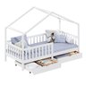 Cama Montessoriana Madeira Maciça Casa com Estrado Elea Branco - 3