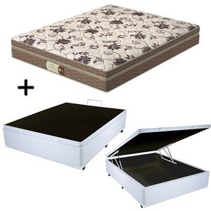 Cama Box C/ Baú Casal + Colchão Mola Ensacada Probel Style Pillow Euro Casal