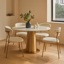 Ver imagem 1 de Kit com 4 Cadeiras Lívia com Estrutura em Aço Dourado – Exclusiva Bouclé Off White