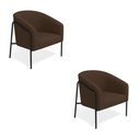 Ver imagem 2 de Poltrona Sala Industrial Alta Preto Kit 2 Stella Suede Marrom D03 - D’Rossi