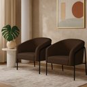 Ver imagem 1 de Poltrona Sala Industrial Alta Preto Kit 2 Stella Suede Marrom D03 - D’Rossi