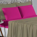 Ver imagem 3 de Jogo de Cama Casal Viúva Nobre 4 Peças Malha 100% Algodão - Avelã / Pink