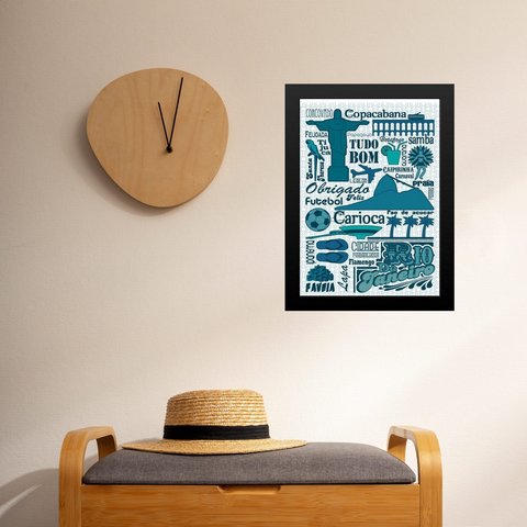 Quadro Rio de Janeiro - Tudo de Bom 24x18cm - com Vidro:moldura Branca