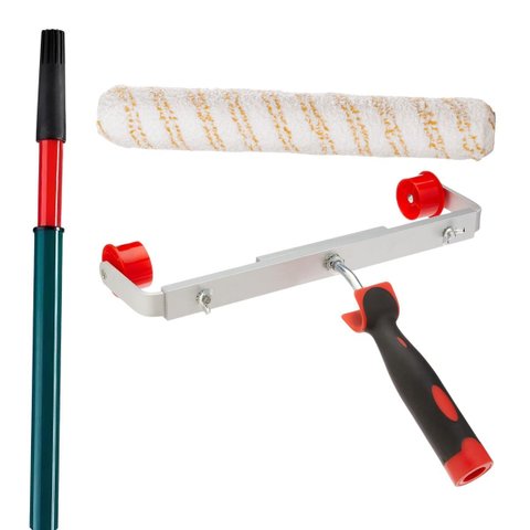 Suporte Garfo Duplo Ajustável para Rolos Pintura de 30 a 46cm + Rolo Grande 46cm + Cabo Extensor 2m
