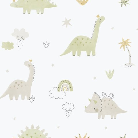 Papel de Parede Enzo Dino Verde e Rosa 283-3