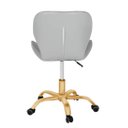 Ver imagem 4 de Cadeira Office Eiffel Slim Base Giratória Cinza - Dourado Brilho