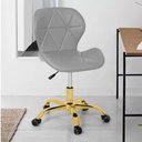 Ver imagem 5 de Cadeira Office Eiffel Slim Base Giratória Cinza - Dourado Brilho