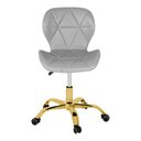 Ver imagem 3 de Cadeira Office Eiffel Slim Base Giratória Cinza - Dourado Brilho