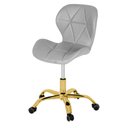 Ver imagem 1 de Cadeira Office Eiffel Slim Base Giratória Cinza - Dourado Brilho