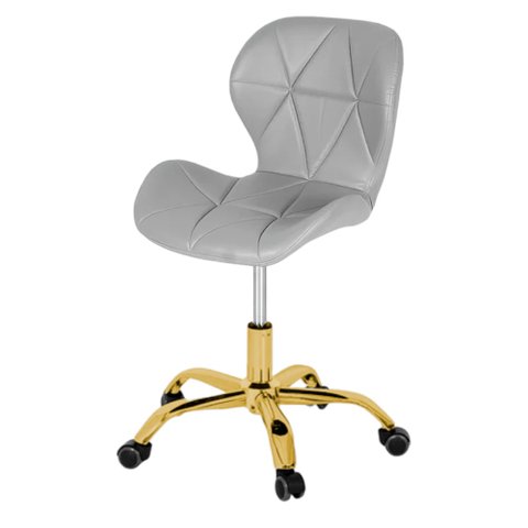 Cadeira Office Eiffel Slim Base Giratória Cinza - Dourado Brilho
