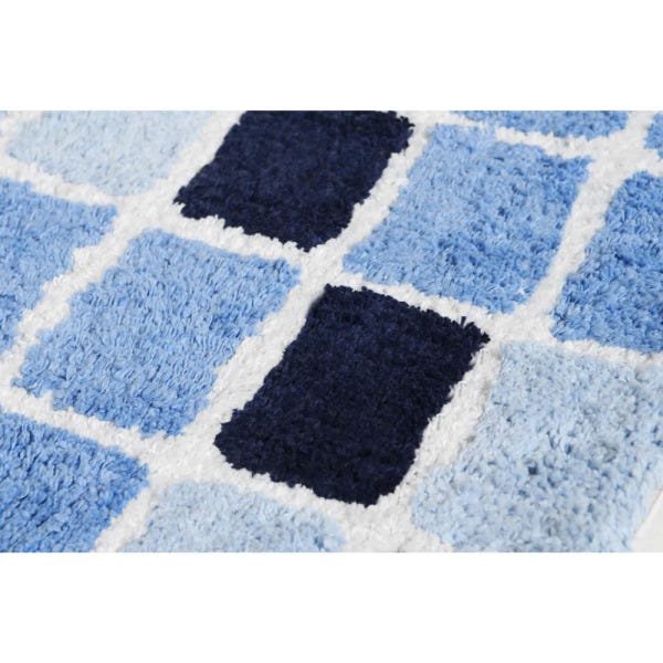 Tapete de Banheiro Algodão Retangular Vizapi Pastilha Vz3870 50x70cm Azul - 2